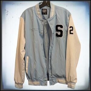 SEVEN SOULS Bruised Bear No Days Off Dopeskill Snap Up Varsity Jacket Medium